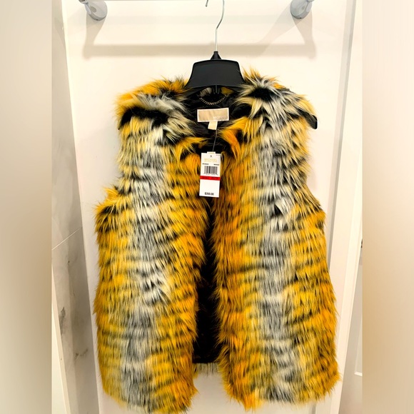 🔥Stunning New Michael Kors Faux Fur Animal Print Tiger Vest Size XS 🔥 - Picture 1 of 8